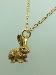 Brass gold plated charm, Rabbit shape, matching chain available