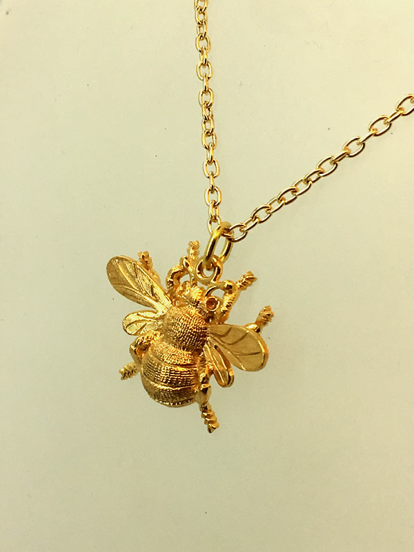 Gold plated charm in a bee design, recommended with our gold plated chains