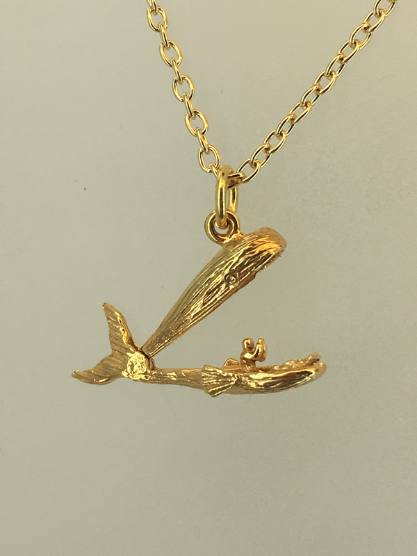 Gold plated charm in a whale shape, recommended with our gold plated chains